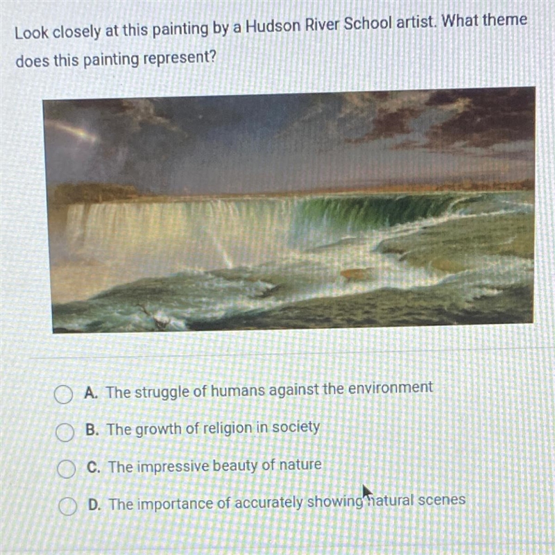 PLEASE HELP!!!!!!!! Look closely at this painting by a Hudson River School artist-example-1