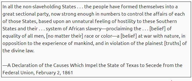 Based on this excerpt, what was the main reason Texas decided to join the Confederacy-example-1