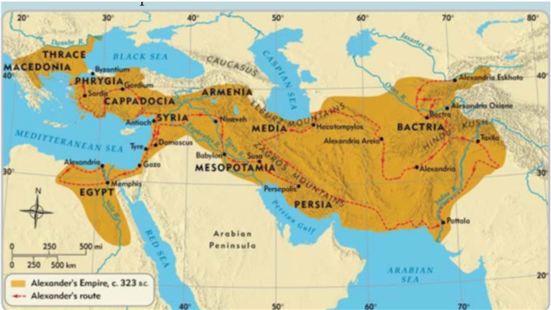 Locate and name four main rivers within Alexander’s empire.-example-1