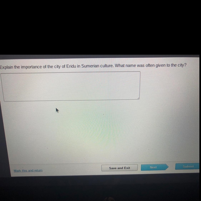 Explain the importance of the city of Eridu in Sumerian culture. ￼ what was the name-example-1