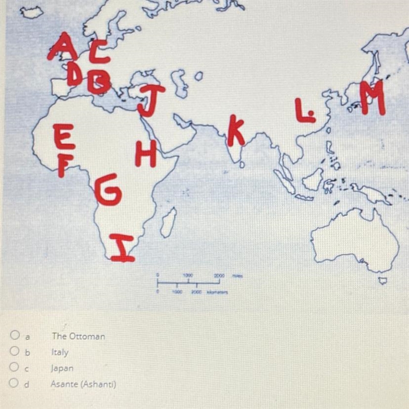 The letter J on the map represents?-example-1