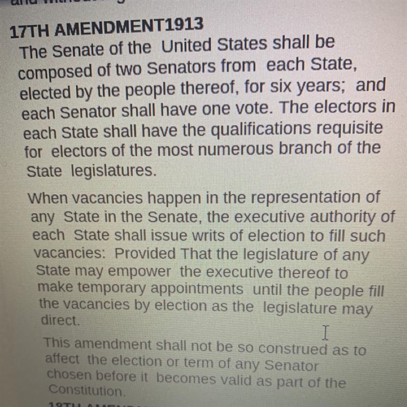 How does the 17th Amendment promote justice and / or bolster citizen rights ? Can-example-1