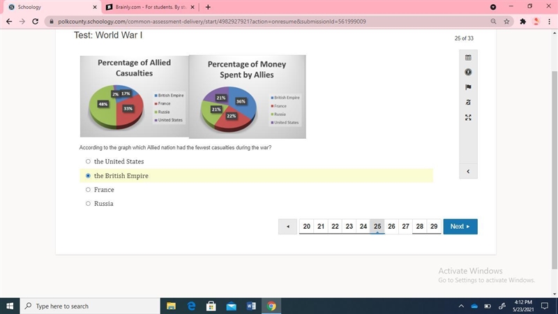 According to the graph which Allied nation had the fewest casualties during the war-example-1