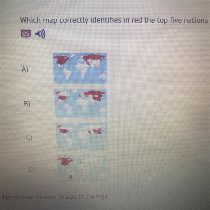 Which map correctly identifies in red the top five nations that hold the most nuclear-example-1