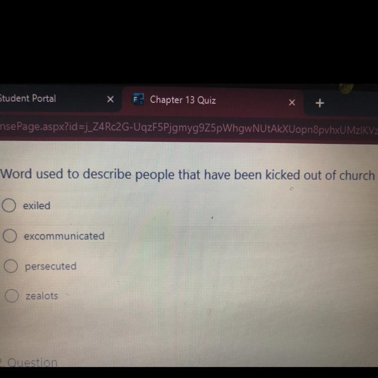 Word used to describe people that have been kicked out of church exiled excommunicated-example-1