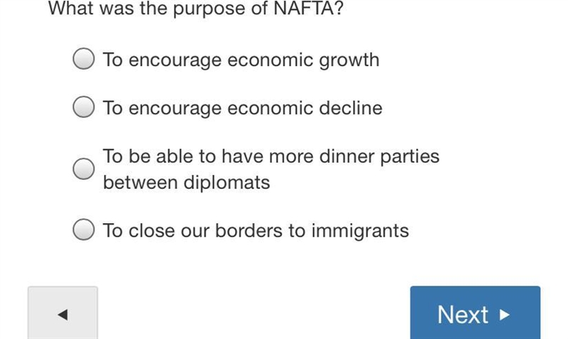 What was the purpose of NAFTA?-example-1