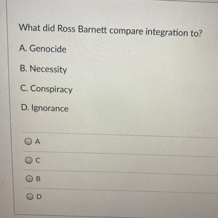 What did Ross Barnett compare integration to?-example-1