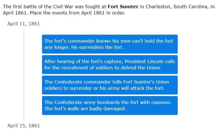 The first battle of the Civil War was fought at Fort Sumter in Charleston, South Carolina-example-1