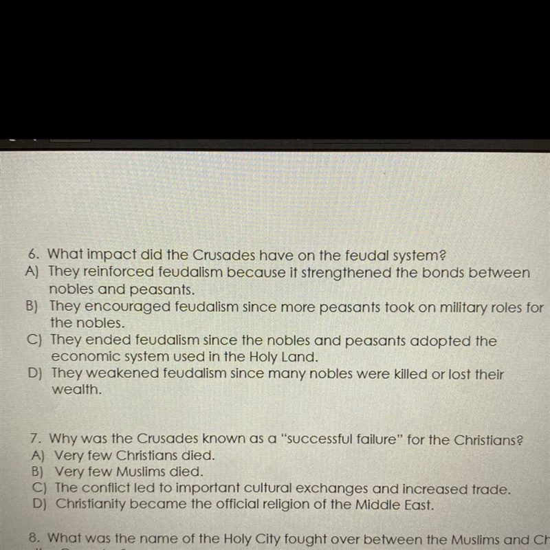 What impact did the crusades have on the feudal system?-example-1