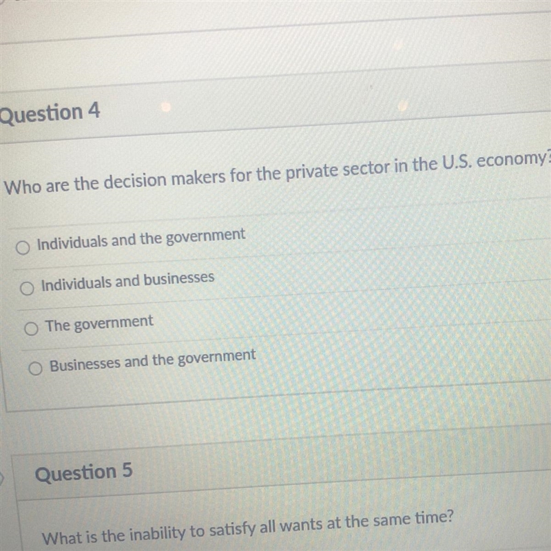 Who are the decision makers for the private sector in the U.S. economy?-example-1