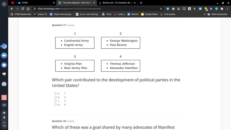 Which pair contributed to the development of political parties in the United States-example-1