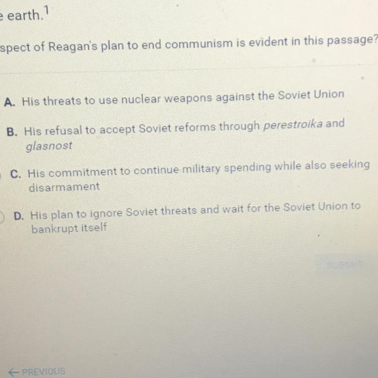 Read this passage from a speech given by President Ronald Reagan in 1987: Beginning-example-1