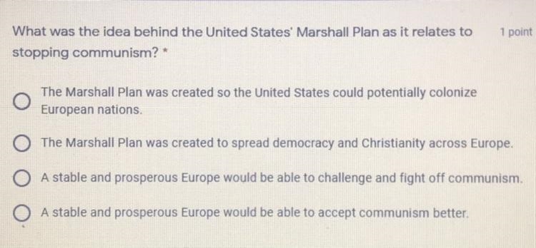 What was the idea behind the United States Marshall plan as a relates to stopping-example-1