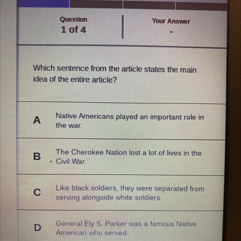 Which sentence from the article states the main idea of the entire article? A.Native-example-1