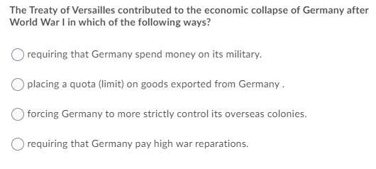 the treaty of Versailles contributed to the economic collapse of Germany after world-example-1