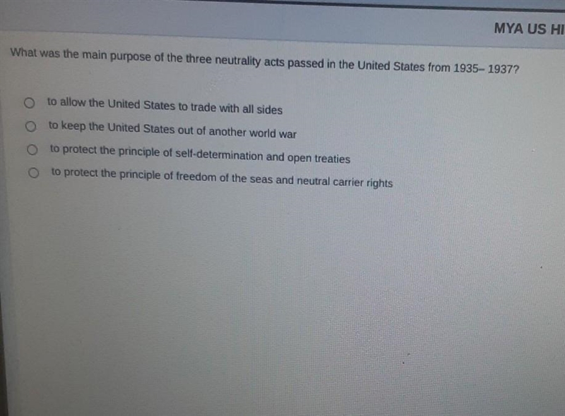 What was the main purpose of the three neutrality acts passed in the United States-example-1