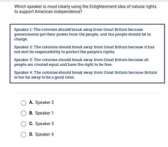 Which speaker is clearly using the enlightenment idea of natural rights to support-example-1