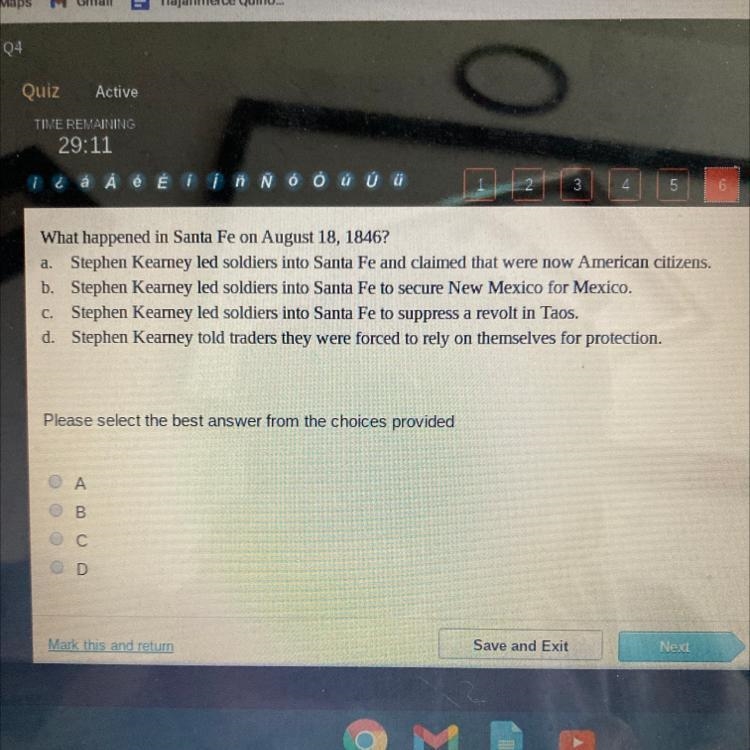 PLEASE ANSWER THIS ASAP I ONLY HAVE 2 minutes!!! What happened in Santa Fe on August-example-1