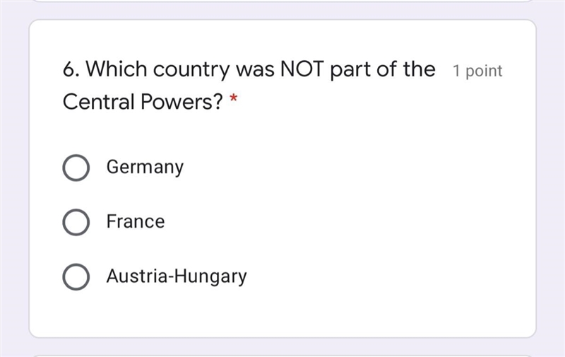 Which country was NOT part of the 1 point Central Powers?-example-1