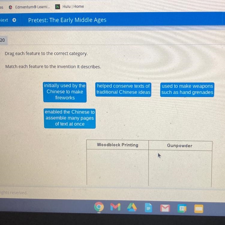 Drag each feature to the correct category Match each feature to the invention it describes-example-1