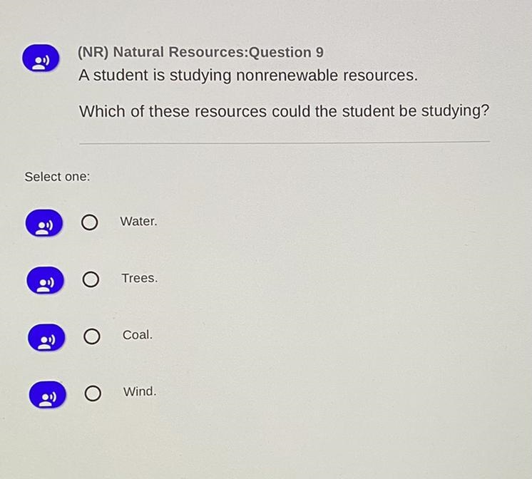 (NR) Natural Resources:Question 9 A student is studying nonrenewable resources. Which-example-1