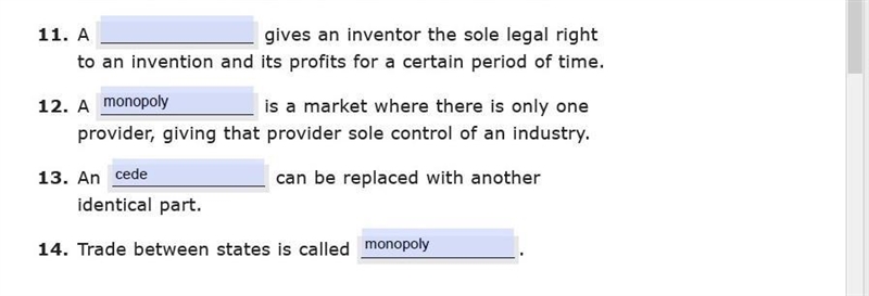 A gives an inventor the sole legal right to an invention and its profits for a certain-example-1