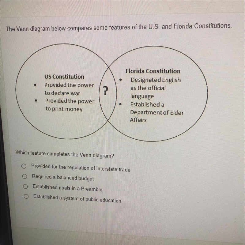 Need help fast pls ! The Venn diagram below compares some features of the U.S. and-example-1