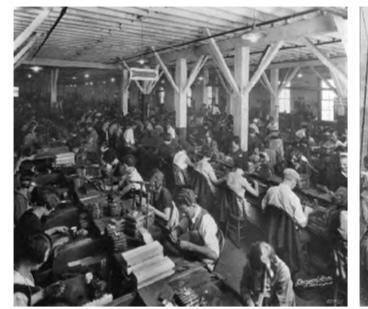 How would you describe the working conditions of the immigrants in the image? Please-example-1