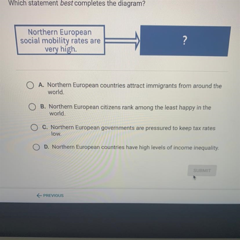 Which statement best completes the diagram? Northern European social mobility rates-example-1