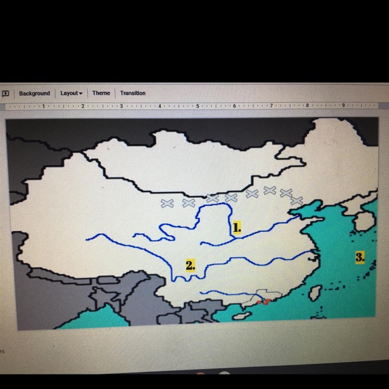 What does the 1. represent (map of china)-example-1