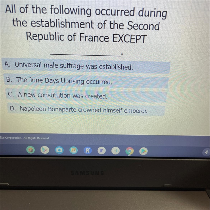 All of the following occurred during the establishment of the Second Republic of France-example-1