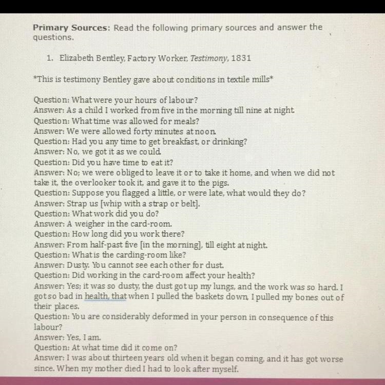 Make a prediction: what might a factory owner say in defense of the conditions Elizabeth-example-1