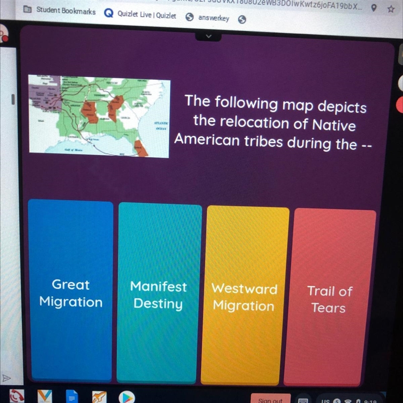 The following map depicts the relocation of Native American tribes during the ---example-1