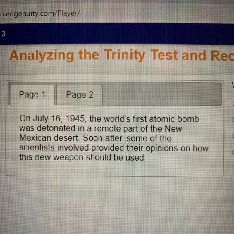 Which conclusion does this passage make? O The bomb has no real military use. O The-example-1