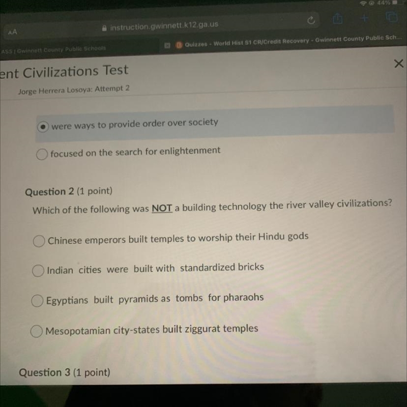 Which of the following was NOT a building technology the river valley civilizations-example-1