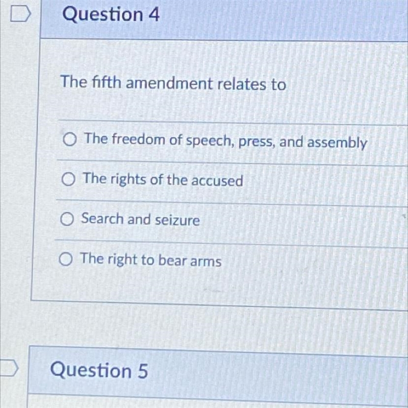 The fifth amendment relates to Can one y’all answer please-example-1