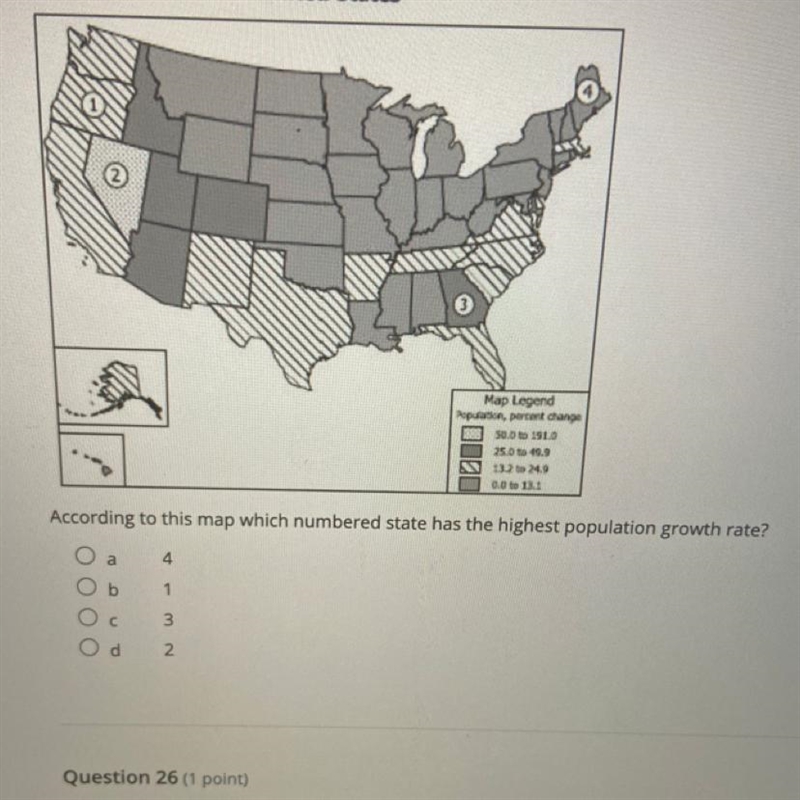 According to this map which numbered state has the highest population growth rate-example-1