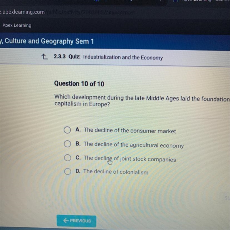 L 2.3.3 Qulz: Industrialization and the Economy TA Question 10 of 10 Which development-example-1