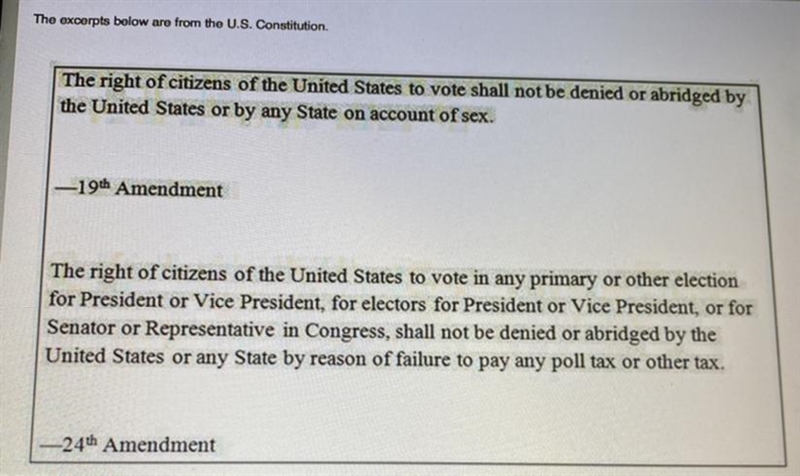 Which principle is demonstrated by these amendments? A. All U.S. citizens automatically-example-1