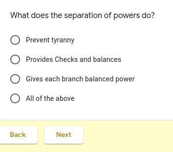 What does the separation of powers do?-example-1