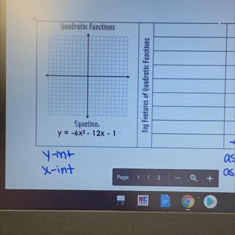 Y = -6x² - 12x -1 Quadratic function-example-1