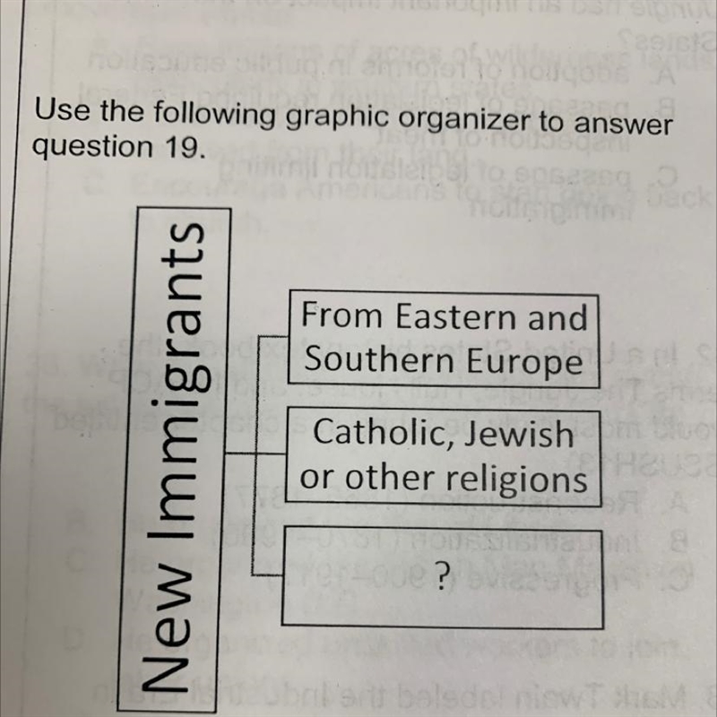 19. Which of the following best completes the graphic organizer? A. Arrived on Angel-example-1