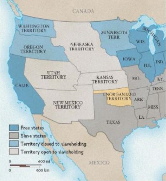 How did the acquisition (gain) of new territories into the U.S. help lead to the Civil-example-1