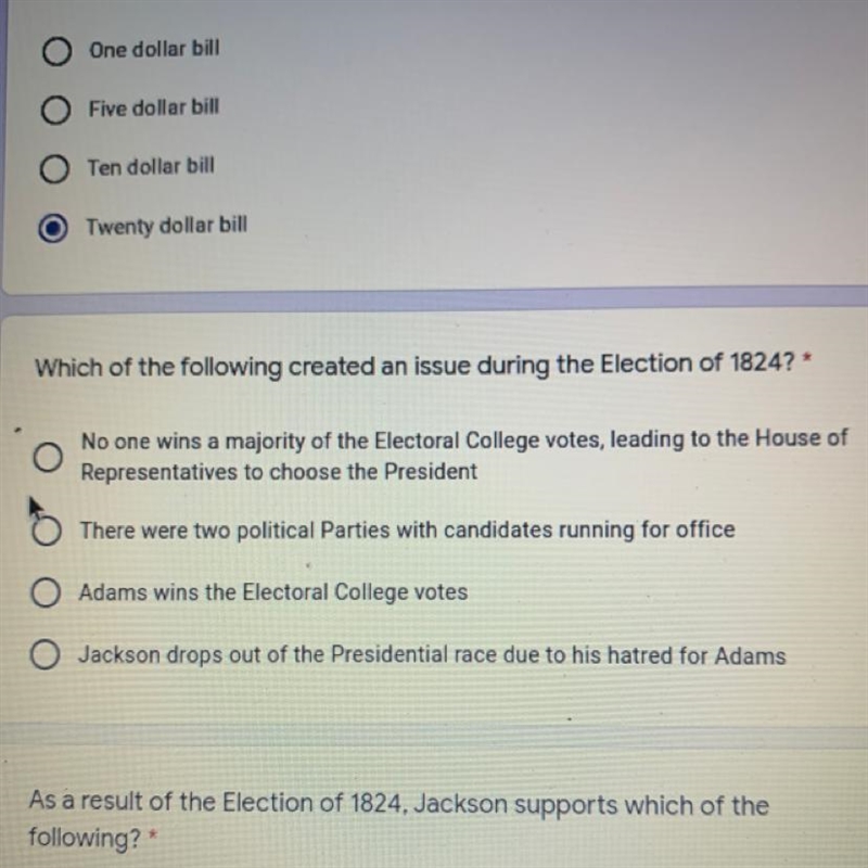 Which of the following created an issue during the election of 1824-example-1