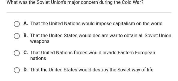 What was the Soviet Union's major concern during the cold war?-example-1