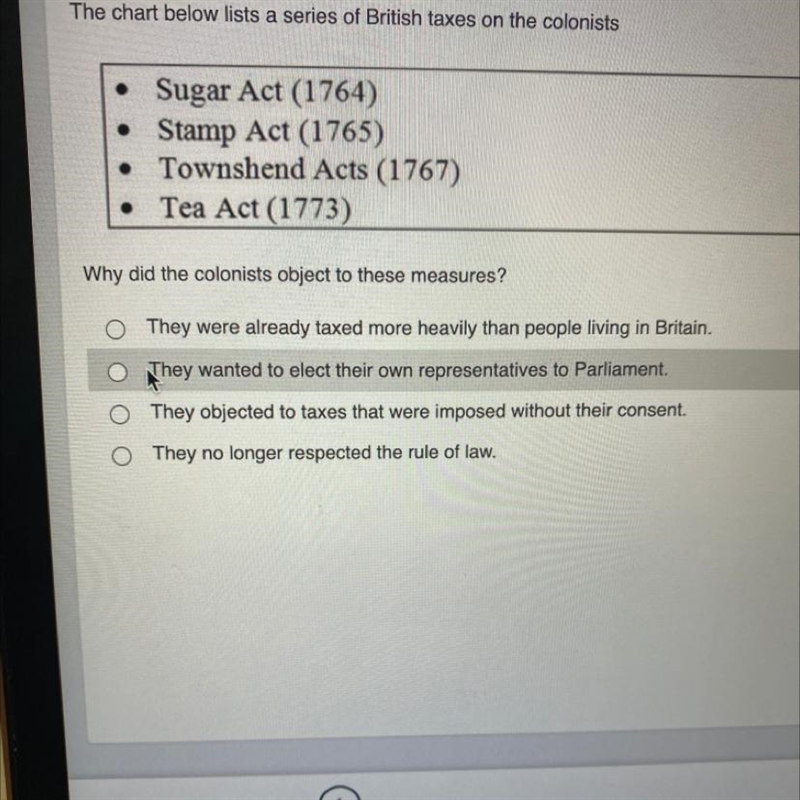 Why did the colonists object to these measures? Please help ✨-example-1