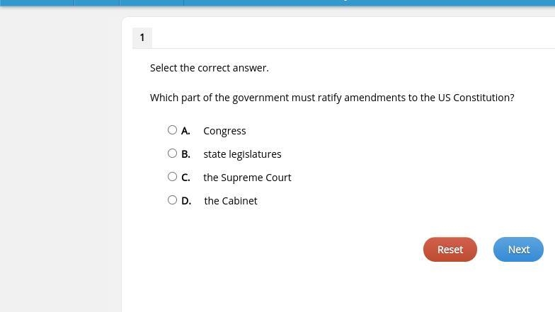 Which part of the government must ratify amendments to the US Constitution?-example-1