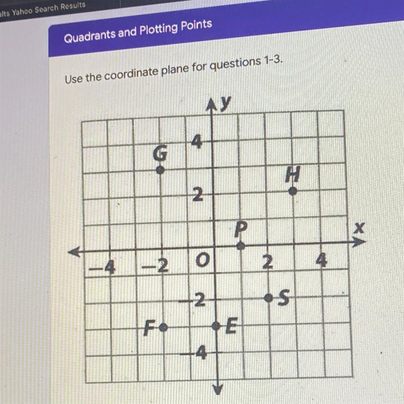 Use the coordinate plane for questions 1-3. H N P *A -2 0 2 2 Which point is located-example-1