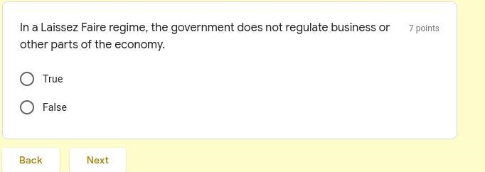 In a Laissez Faire regime, the government does not regulate business or other parts-example-1