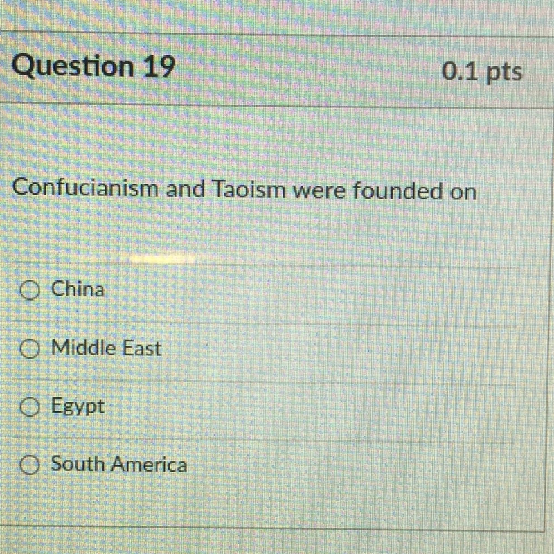 Confucianism and Taoism were founded on China - Middle East - Egypt - South America-example-1